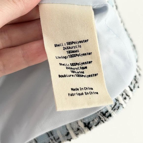 NWT L’Agence Kenzie Double Breasted Plaid Blazer in Light Blue Tweed - Picture 9 of 11